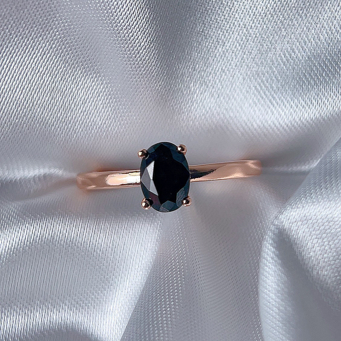 Rose Gold Setting Adjustable Ring With Natural Crystal