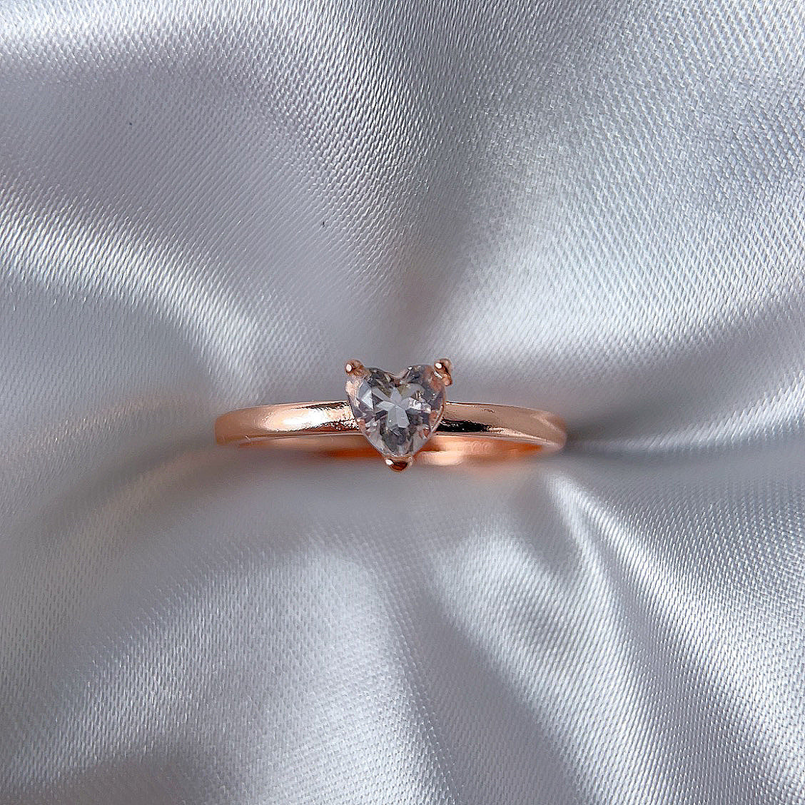Rose Gold Setting Adjustable Ring With Natural Crystal