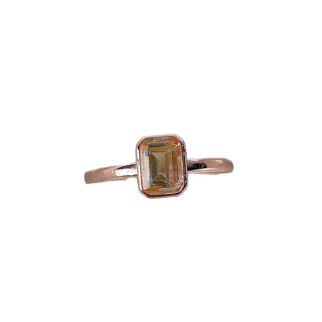 Rose Gold Setting Adjustable Ring With Natural Crystal