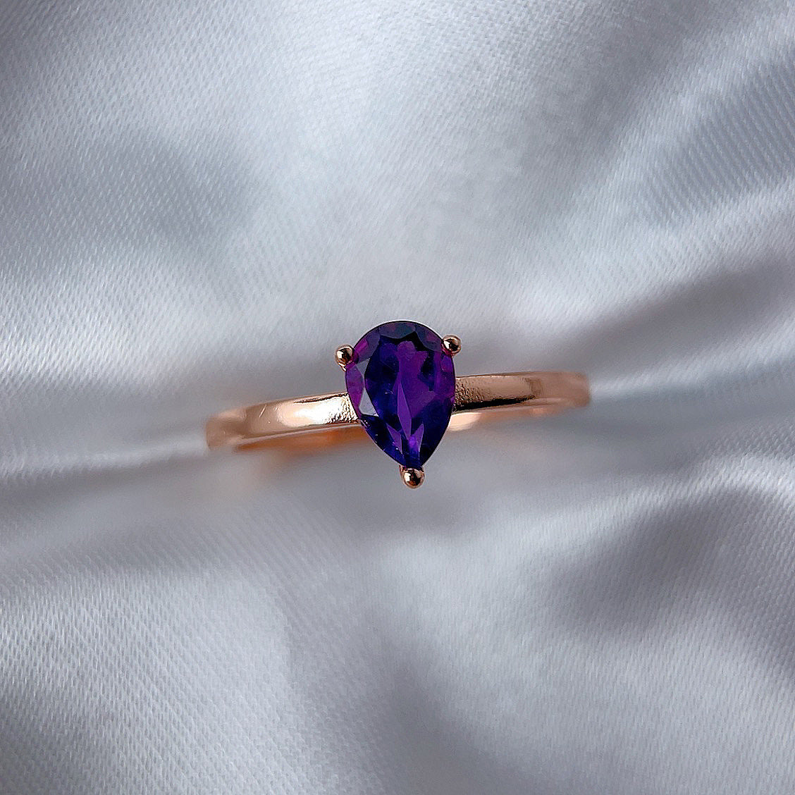 Rose Gold Setting Adjustable Ring With Natural Crystal