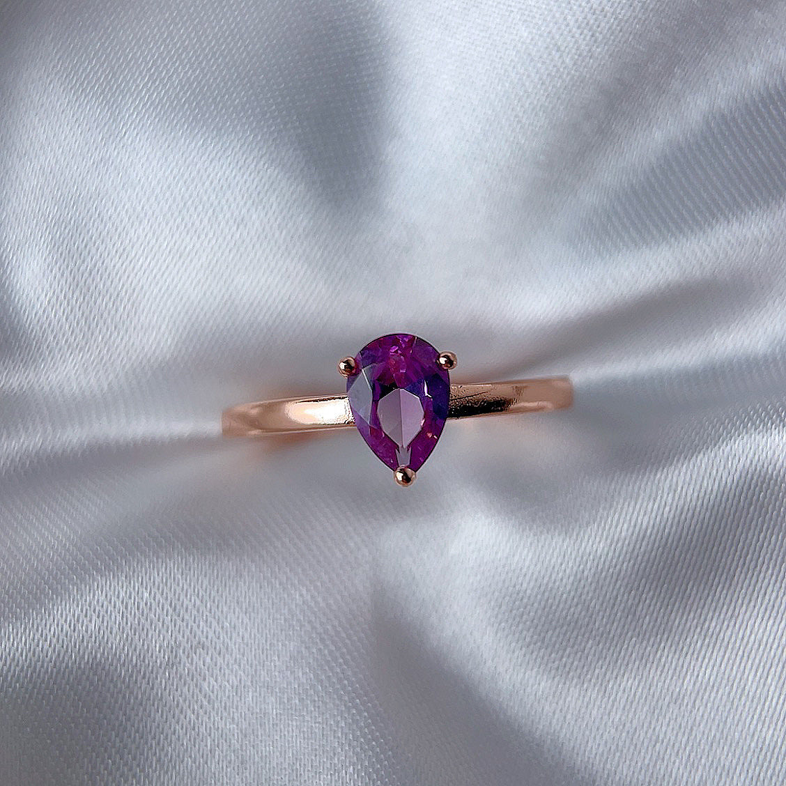 Rose Gold Setting Adjustable Ring With Natural Crystal