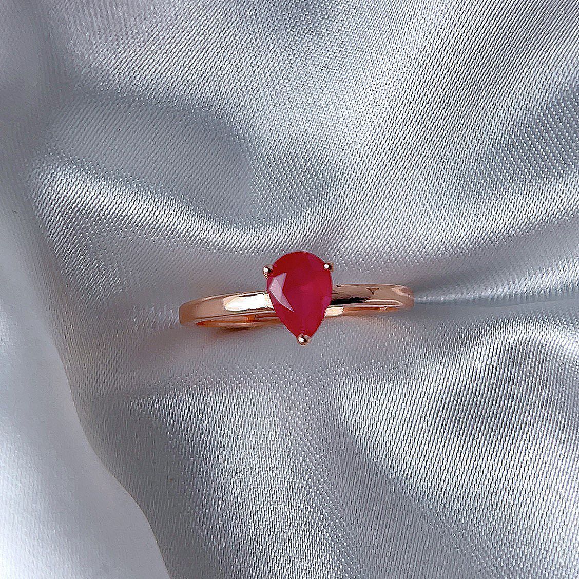 Rose Gold Setting Adjustable Ring With Natural Crystal