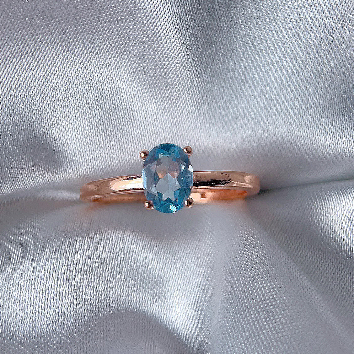 Rose Gold Setting Adjustable Ring With Natural Crystal
