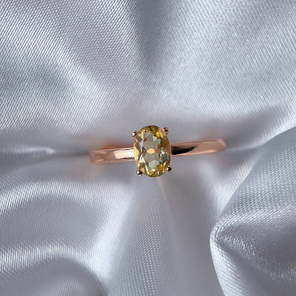 Rose Gold Setting Adjustable Ring With Natural Crystal