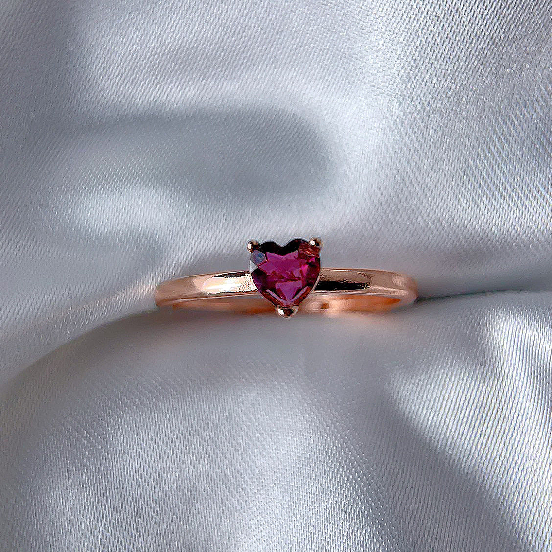 Rose Gold Setting Adjustable Ring With Natural Crystal