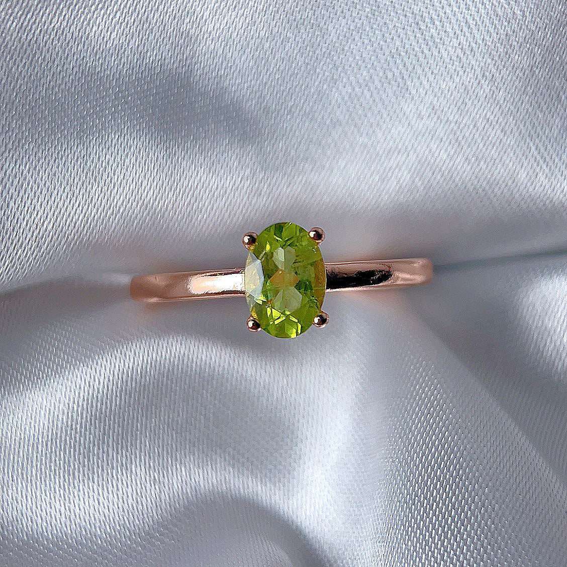Rose Gold Setting Adjustable Ring With Natural Crystal