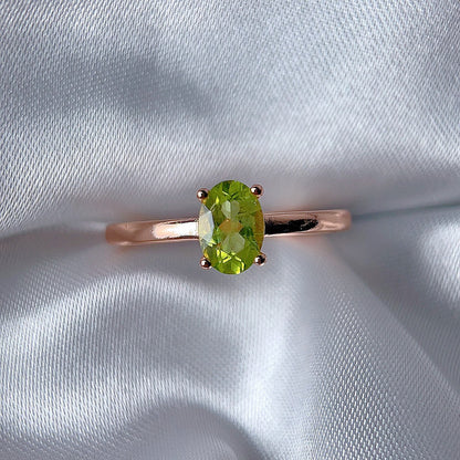 Rose Gold Setting Adjustable Ring With Natural Crystal