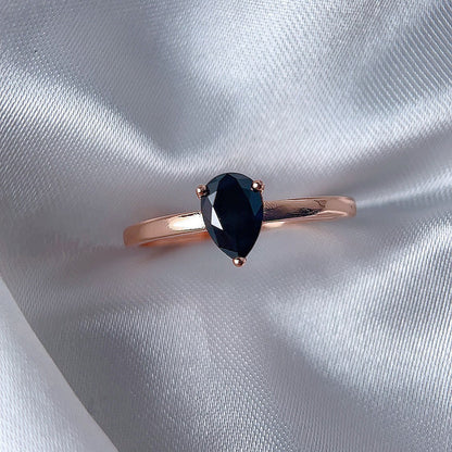 Rose Gold Setting Adjustable Ring With Natural Crystal