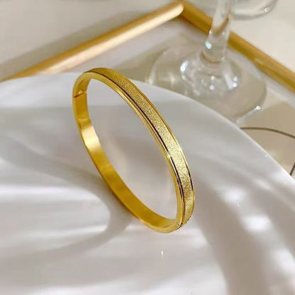 Girls Alloy Gilded Sand Gold Frosted Snap Bracelet