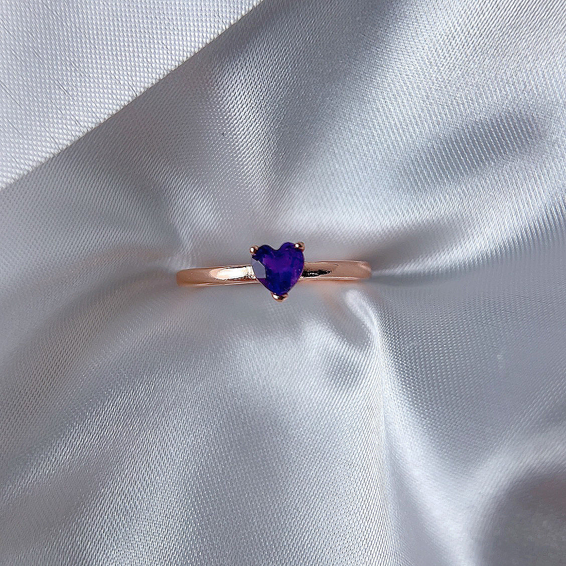 Rose Gold Setting Adjustable Ring With Natural Crystal