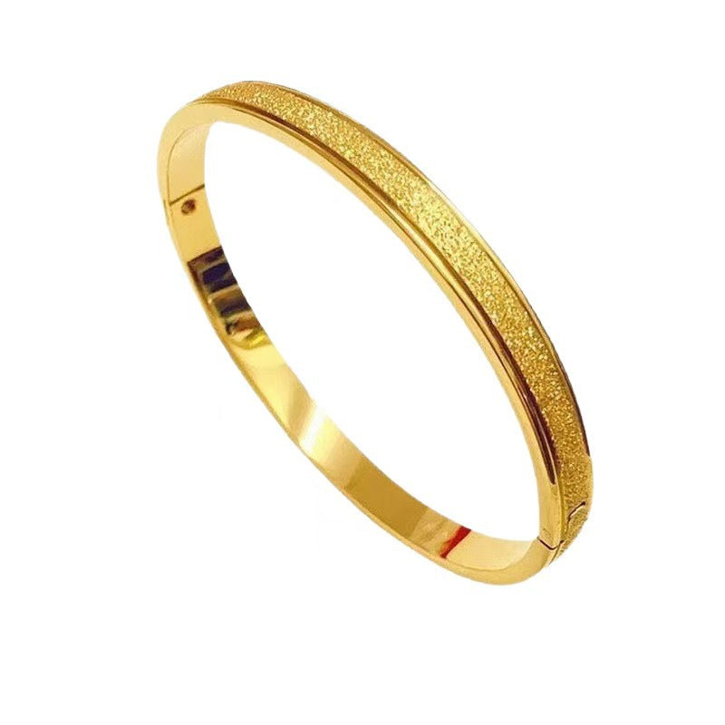 Girls Alloy Gilded Sand Gold Frosted Snap Bracelet