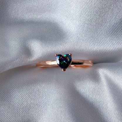 Rose Gold Setting Adjustable Ring With Natural Crystal