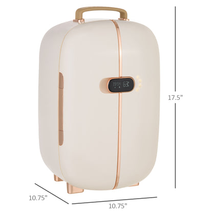 Portable Skincare Fridge With LED Display, 12L Mini Fridge For Beauty, Makeup And Cosmetics, Small Refrigerator Cooler For Bedroom, Home Office, Desktop, White