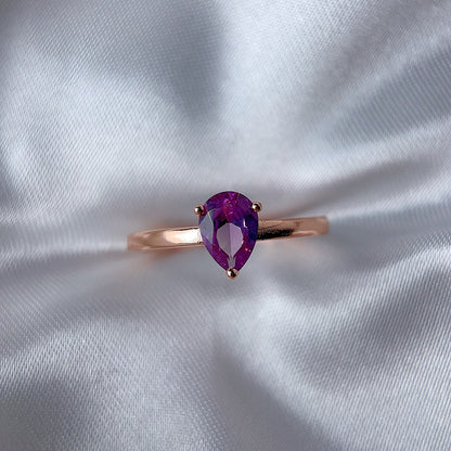 Rose Gold Setting Adjustable Ring With Natural Crystal