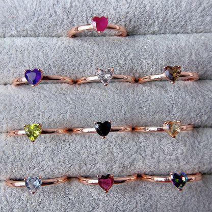 Rose Gold Setting Adjustable Ring With Natural Crystal