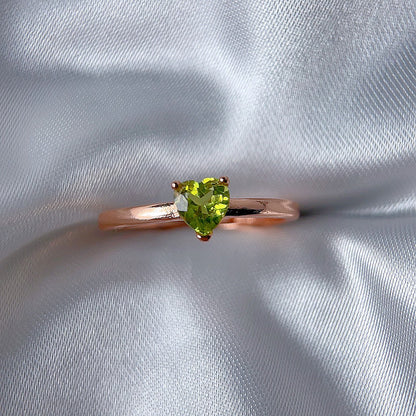 Rose Gold Setting Adjustable Ring With Natural Crystal