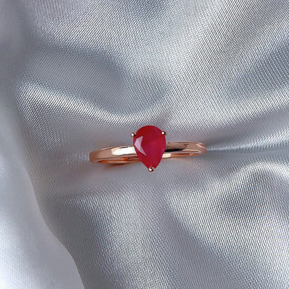 Rose Gold Setting Adjustable Ring With Natural Crystal