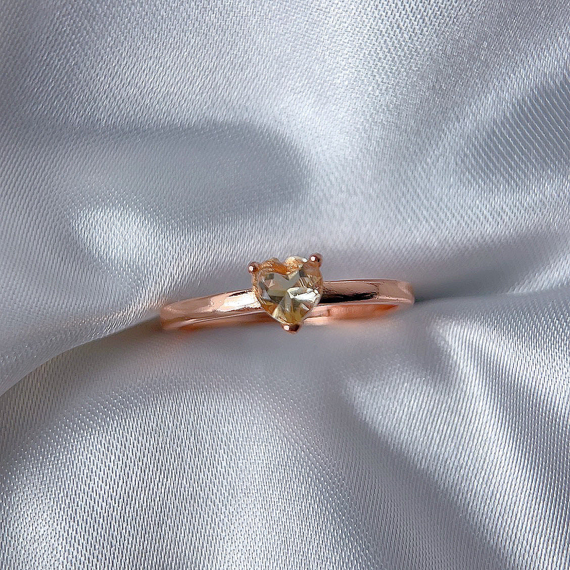 Rose Gold Setting Adjustable Ring With Natural Crystal