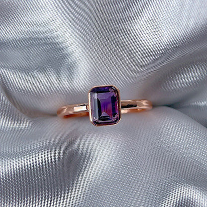 Rose Gold Setting Adjustable Ring With Natural Crystal