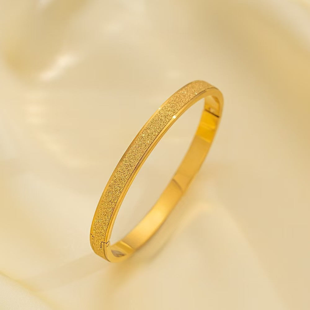 Girls Alloy Gilded Sand Gold Frosted Snap Bracelet