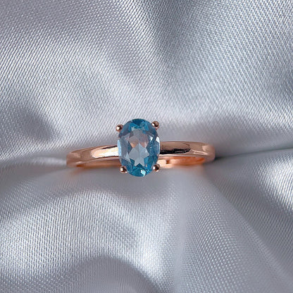 Rose Gold Setting Adjustable Ring With Natural Crystal